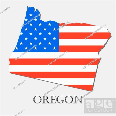 Map Of The State Of Oregon And American Flag Illustration Stock Vector Vector And Low Budget