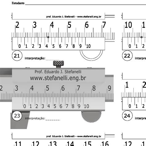 Paquímetro exercícios nônio em milímetro 0 05 mm 1 Prof Eduardo J