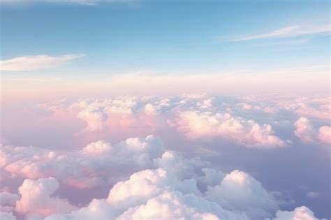 Premium Ai Image Pastel Cloudscape Beauty Fluffy Clouds In The Sky