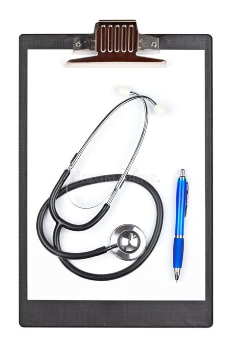 Medical Clipboard With Stethoscope And Pen Stock Image Image Of