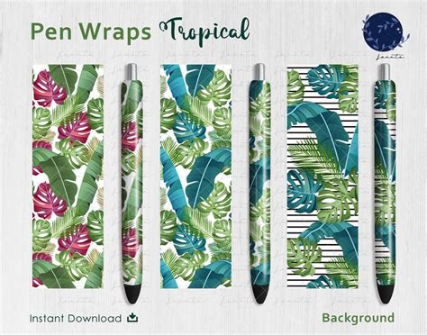 Tropical Leave Pen Wraps PNG Leaf Pen Wrap Png Plant Wrap Etsy Pen