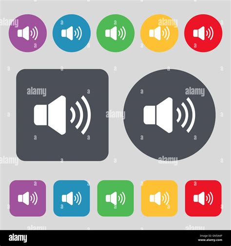 Speaker Volume Icon Sign A Set Of 12 Colored Buttons Flat Design