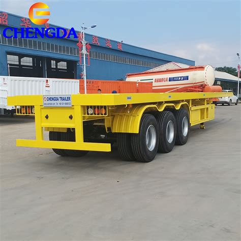 Axles Ton Flatbed Container Semi Trailer With Trailer Head Buy