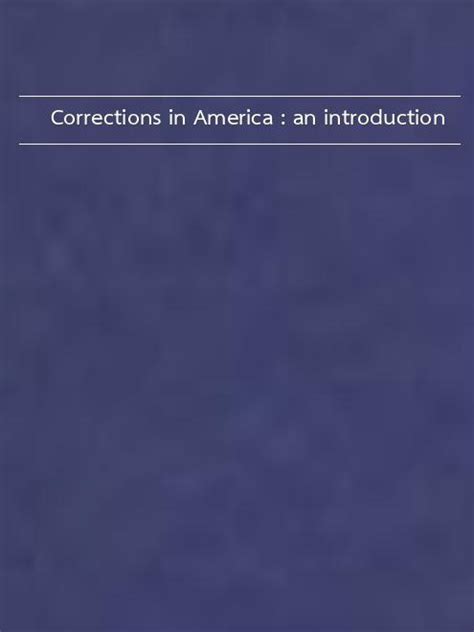 Corrections In America An Introduction