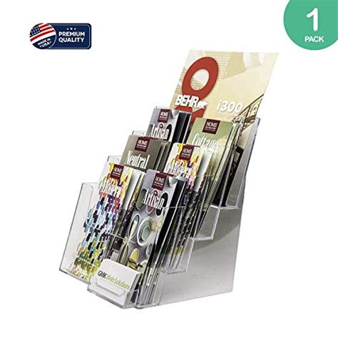 Clear Ad Acrylic Brochure Holder With Business Card Pocket Tier