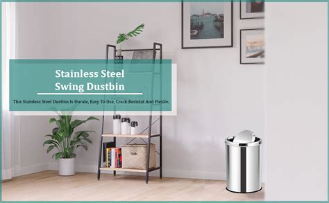 Mofna Stainless Steel Swing Dust Bin Liter And Liter Set Of