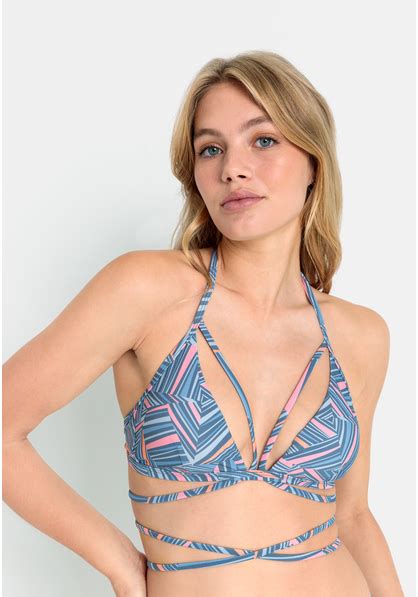 LSCN By LASCANA Triangel Bikini Top Lisa Blau Bedruckt Cup A B 32