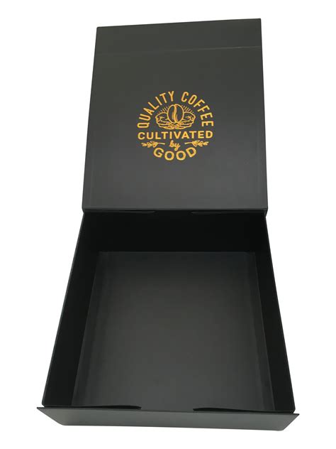 Promotional Gift Box Matte Black Box With Gold Foil Printing On Inner