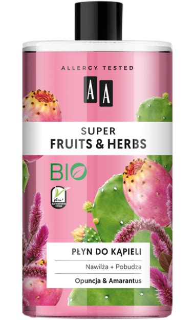 AA Super Fruits Herbs płyn do kąpieli opuncja amarantus 750ml