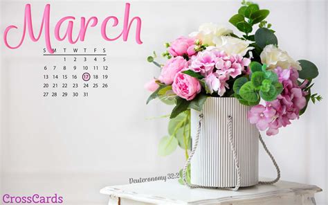 March 2022 - Bright Flowers Desktop Calendar- Free March Wallpaper