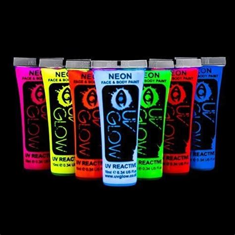 Uv Glow Neon Face And Body Paint Ml Set Of Tubes Fluorescent