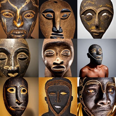 African Man With An Ancient Mask And Golden Eyes Stable Diffusion