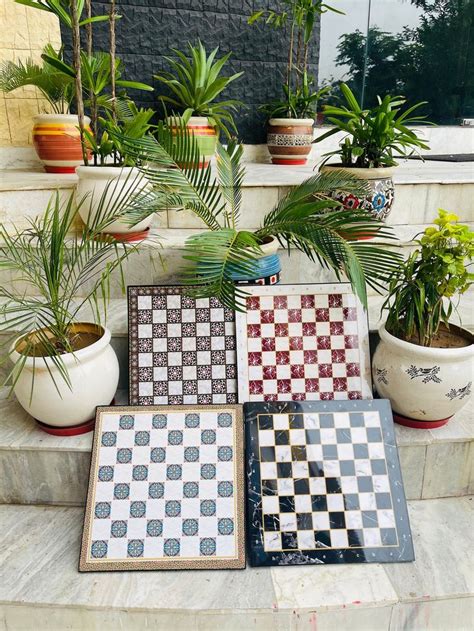 16X16 Inches MDF Chess Set, Mosaic / Walnut Marbal Pattern Laminated ...