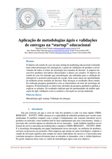 Pdf Aplicação De Metodologias ágeis E Validações De Entregas Na🚱 Entre