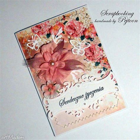 Serdeczne Życzenia Handmade Scrapbooking Kartki ღ art Madam pl