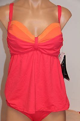 NWT Coco Reef Swimsuit Bikini Tankini 2pc Set Sz M 32 34C Coral EBay