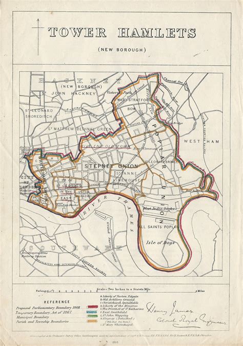 Tower Hamlets New Borough plan Boundary Commission Report 1868 ...