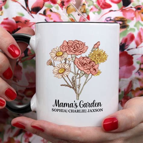 Personalized Grandmas Garden Ceramics Mug Custom Colorful Birth