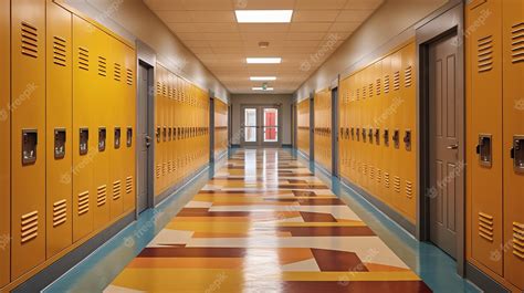 Premium AI Image | Modern Corridor of an American School with Lockers