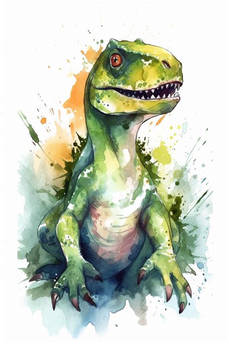 Premium AI Image | A watercolor painting of a dinosaur