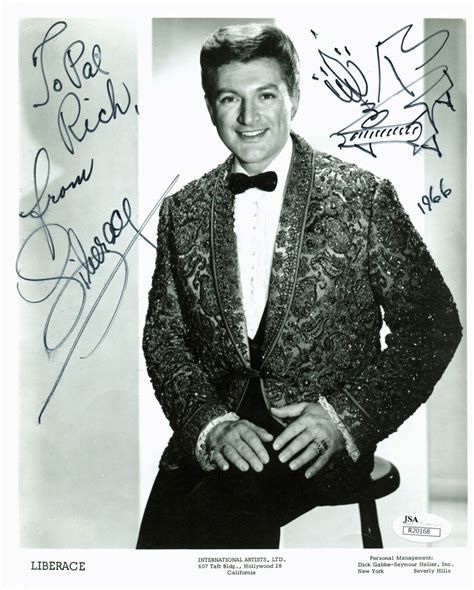 Liberace Autographed Signed Authentic Bandw 8x10 Promo Photo With Piano