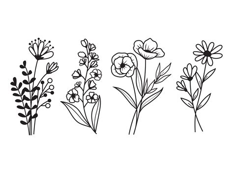 Wildflower Svg Flower Svg Hand Drawn Flowers Svg Flower Svg - Etsy