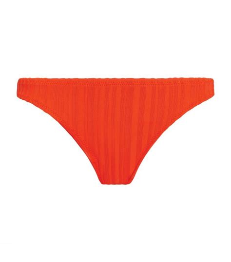 Buy Solid Striped Ribbed Eva Bikini Bottoms Red At Off