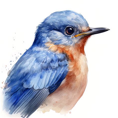 Artstation Bluebird Bird Portrait Watercolor Painting