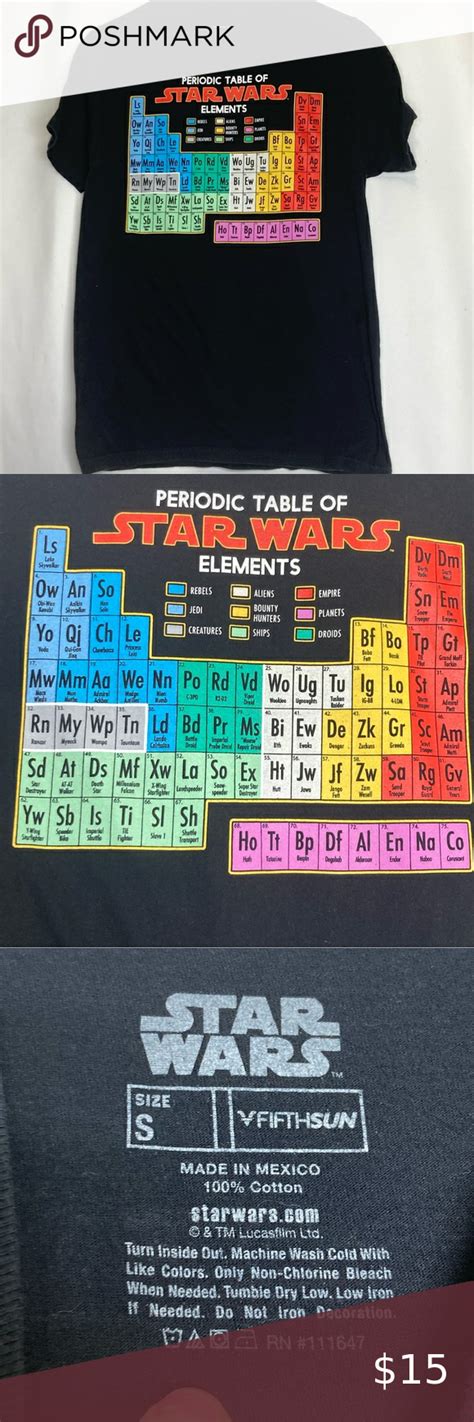 Star Wars Periodic Table Of Villains Elements Humor T Shirt Black Mens