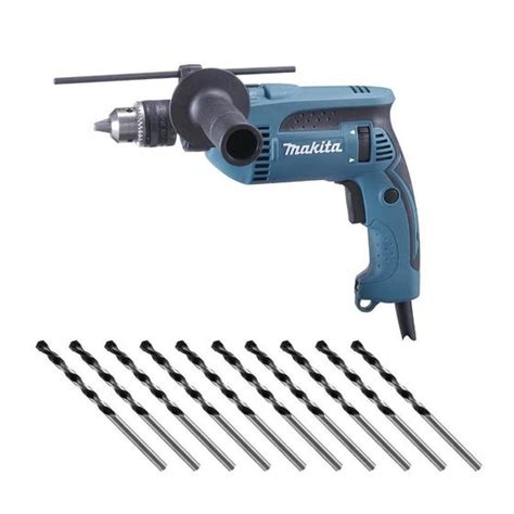 Kit Furadeira De Impacto 1 2 760 Watts 127V Azul HP1640 10 Brocas