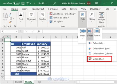 How To Delete A Sheet In Excel 5 Ways Exceldemy