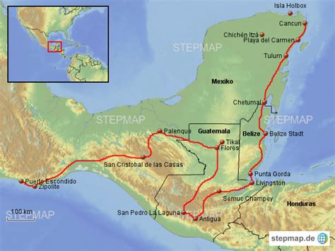 Stepmap Mexiko Guatemala Landkarte F R Nordamerika