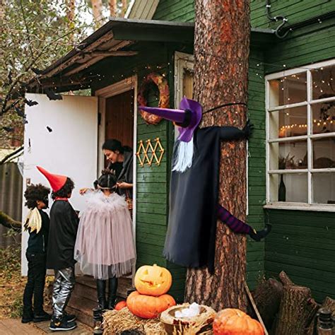 halloween decor  giiffu  large flying witch crashing