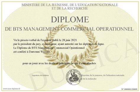 Diplome De Bts Management Commercial Operationnel