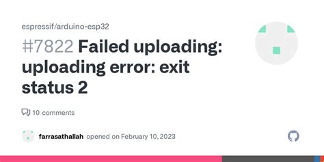 Failed Uploading Uploading Error Exit Status Issue