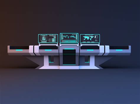 Sci Fi Futuristic Control Desk Console 3D Model By Malibusan