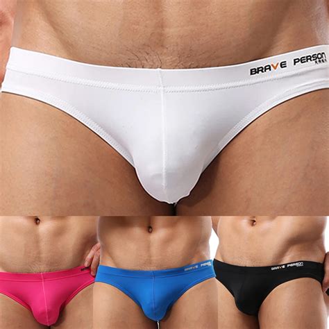 Brave Person Mens Low Rise Pure Color Bikini Sport Swim Briefs Mens