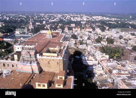 View from the summit of the Rock Fort over Tiruchirapalli Tamil Nadu ...