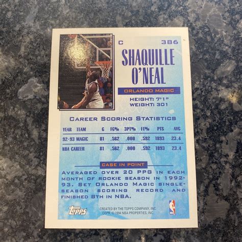 1994 Topps Future Scoring Leader 386 Shaquille ONeal Shaq Orlando