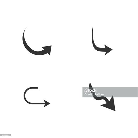 Vector Illustration Of Curved Arrow Icons 4 Curved Arrow Icons Set