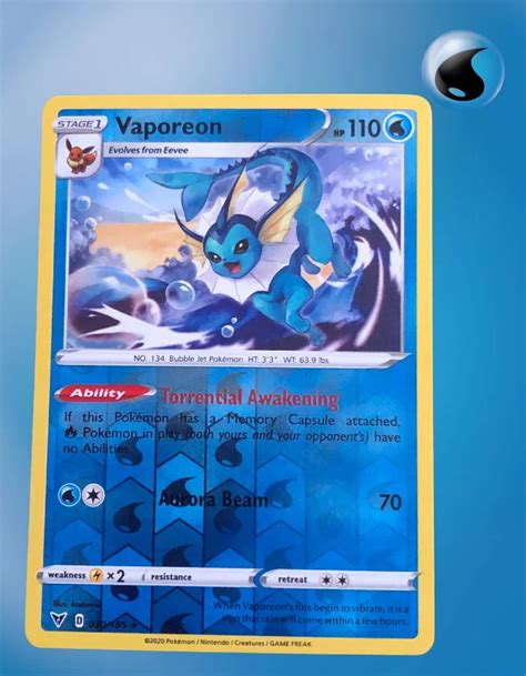 Vaporeon 030 185 Vivid Voltage Reverse Holo TCG Coleccionistas