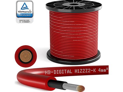 HB DIGITAL H1Z2Z2 K Solarleitung 100m Rot Photovoltaik 4mm2 Solarkabel