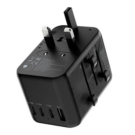 Powerology 65W PD Universal Multi Port Travel Adapter 3 USB C 2 USB