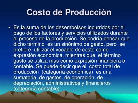 PPT Costo de Producción PowerPoint Presentation free download ID