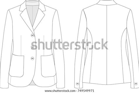 Womens Blazer Technical Drawing Stock Vector Royalty Free 749549971