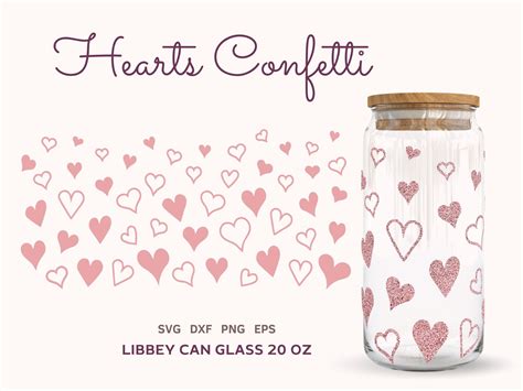 Hearts Libbey Can Glass Svg 20 Oz Valentines Day Beer Can Etsy