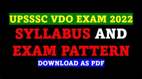 Up Vdo Syllabus 2022 Upsssc Gram Panchayat Adhikari Written Exam