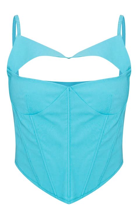 Bright Blue Stretch Woven Cut Out Corset Prettylittlething Ksa