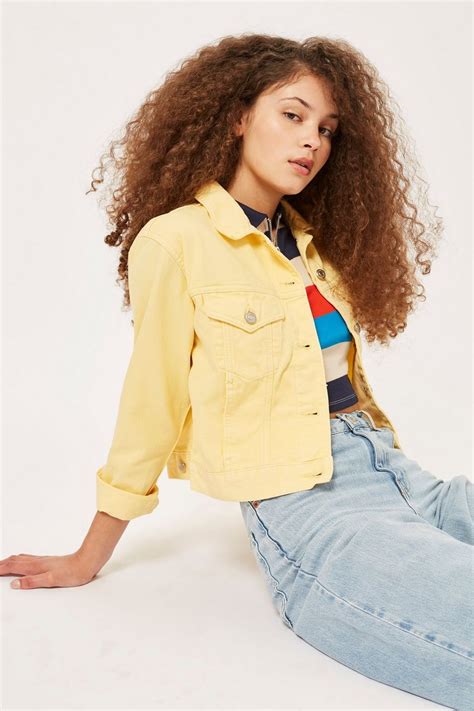 Yellow Fitted Denim Jacket Topshop Europe Yellow Denim Topshop Outfit Fitted Denim Jacket