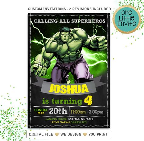 Invitación a Hulk Cumpleaños de Hulk Invitación a Hulk Etsy España